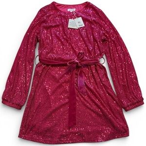 Jess Lea Pink Sequin Boutique Bring The Party Velvet Belted Mini Dress Size XL
